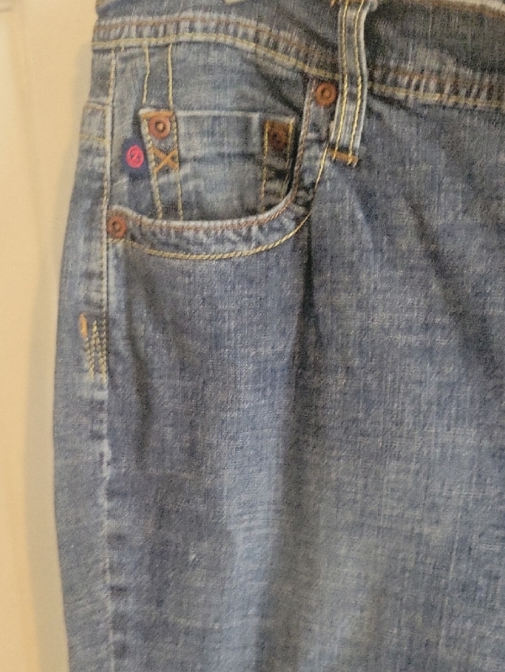 Z Cavaricci Jeans Blue Denim Worn True Straight Mid Rise Retro Vintage Womens 14 - Picture 3 of 5